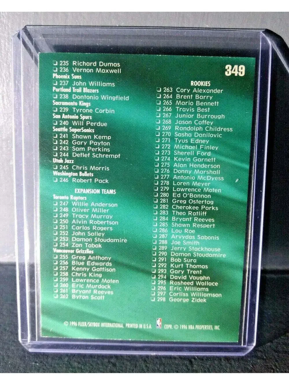 1995-96 Checklist Fleer Ultra #349 Basketball Card